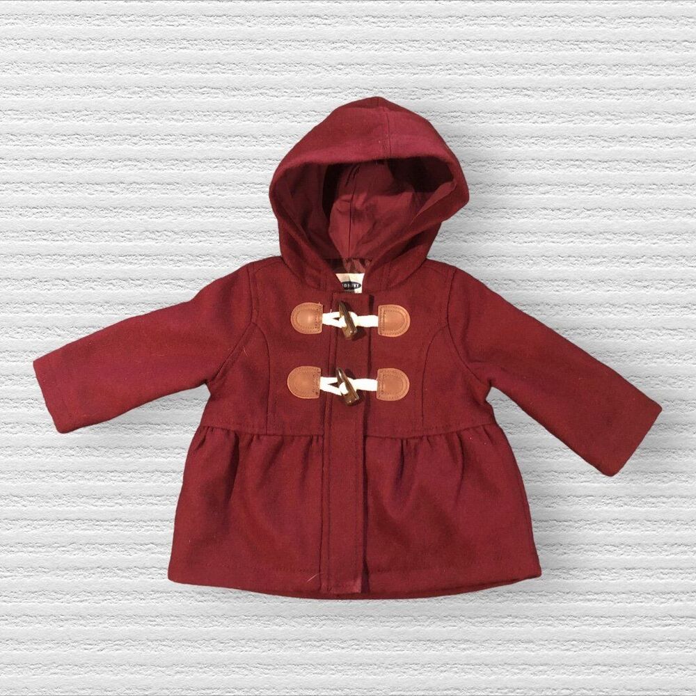 Old Navy  3/6m Maroon Baby Girls Peacoat Jacket